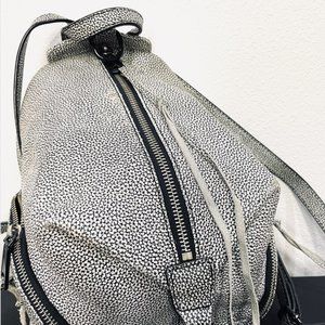 Rebecca Minkoff Mini Julian White Crinkle Leather Backpack